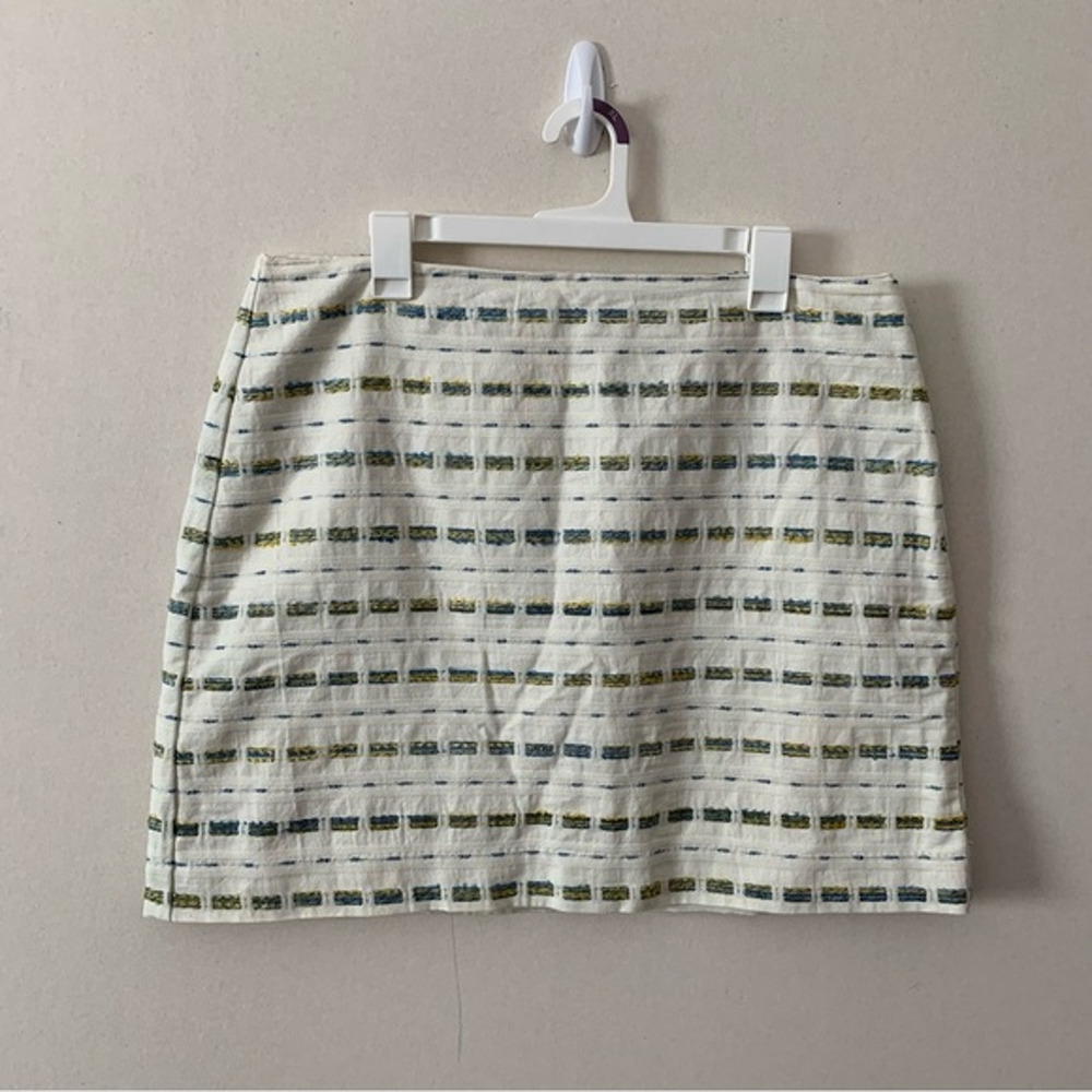 Loft Cream Embroidered Mini Skirt Womens Size 14